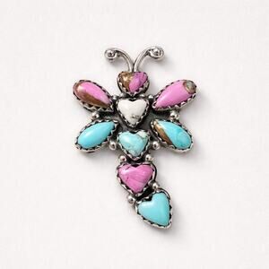 Cotton Candy Turquoise Dragon Fly Ring Size 8 Adjustable